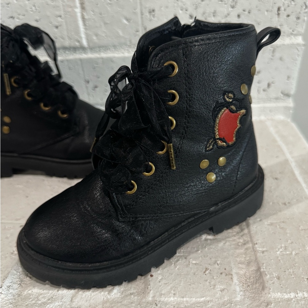 Black Leather Boots with Red Apple Patch from Disney Descendants The Rise of Red